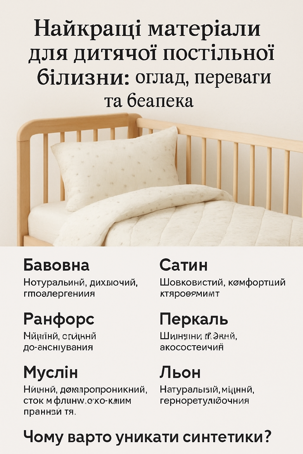 Найкращі матеріали для дитячої постільної білизни: огляд, переваги та безпека