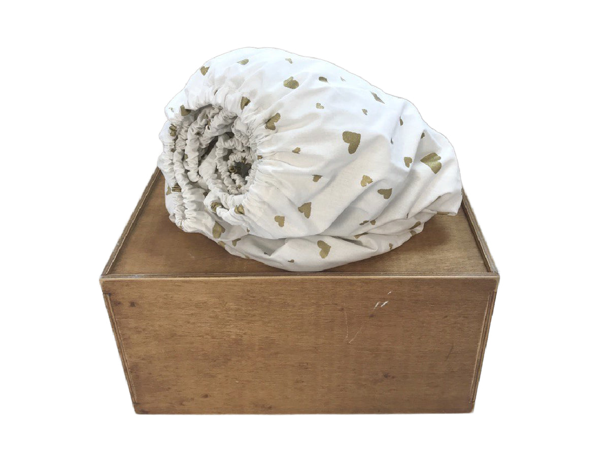 Дитячий бавовняний наматрацник "Сердечка глітер золоті"