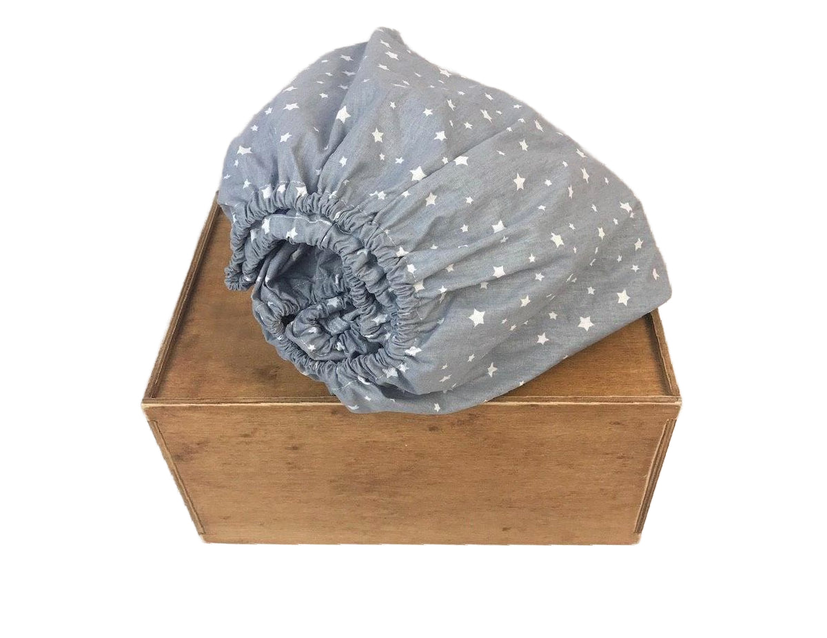 Дитячий бавовняний наматрацник "Зорепад білий на сірому"