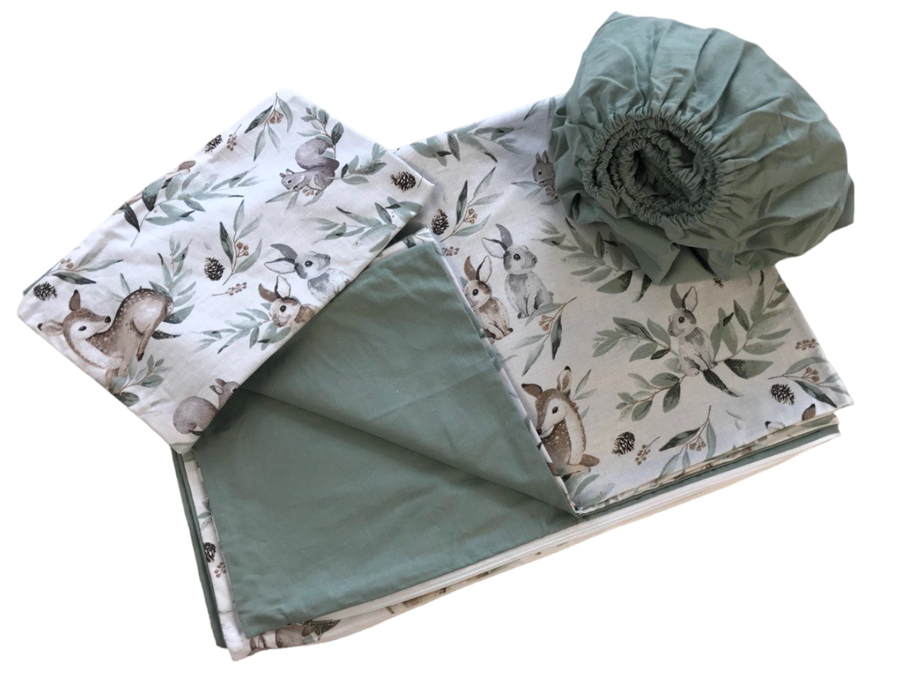 Дитяча постіль "Олені з зайчиками і листочками" MoonTime™ (4412)