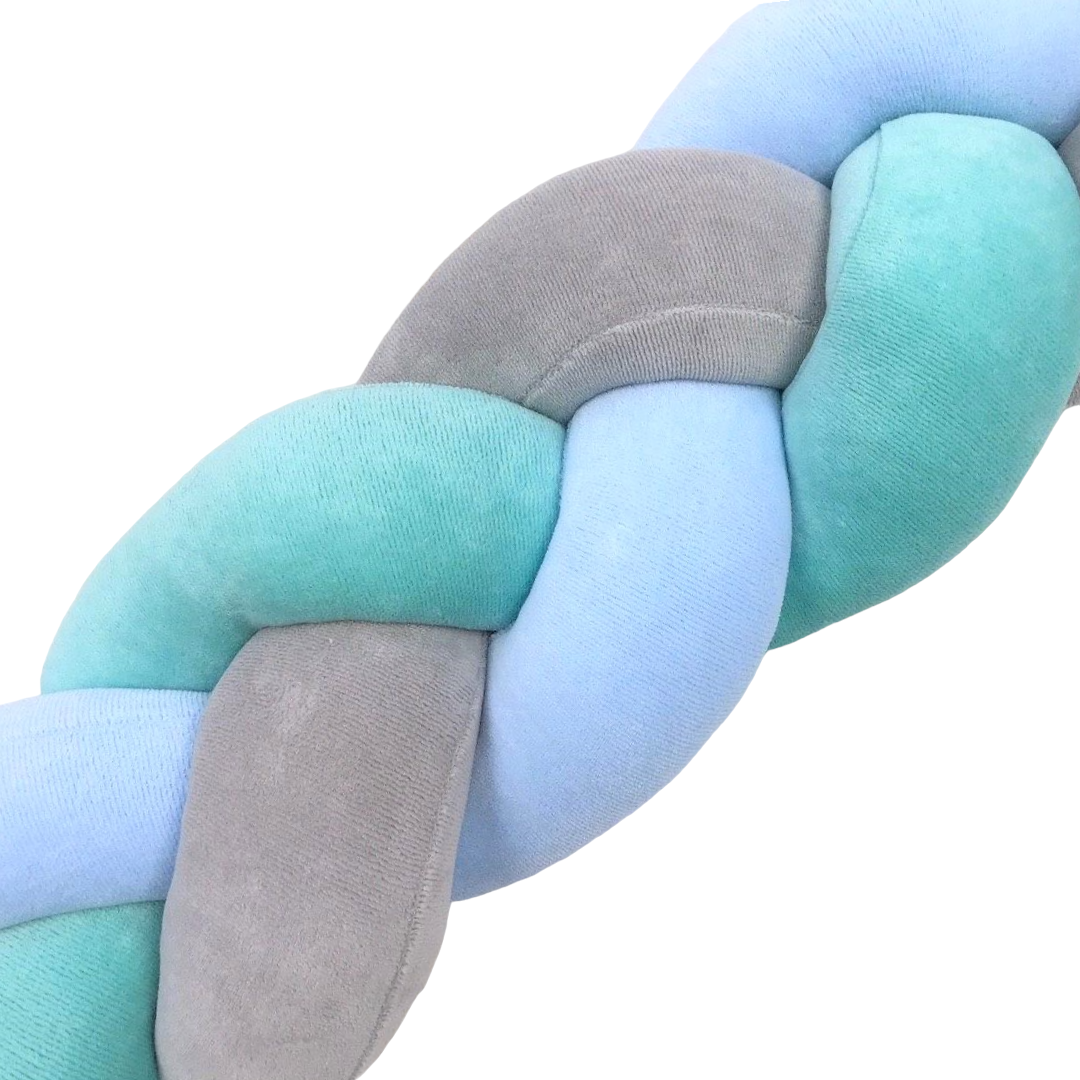 Бортик косичка "Сіро-лазурно-блакитна"