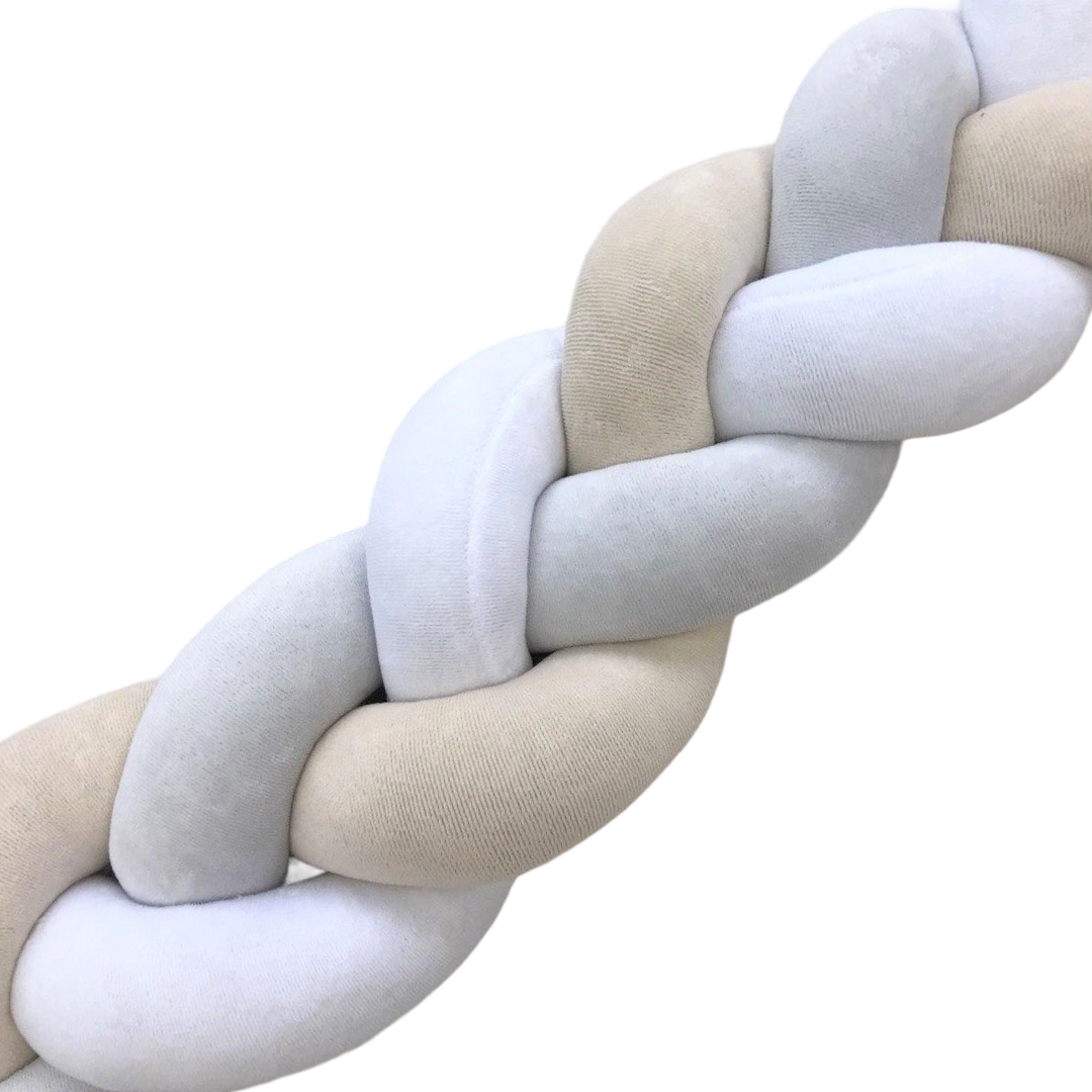 Бортик косичка  "Сіра-біла-бежева"